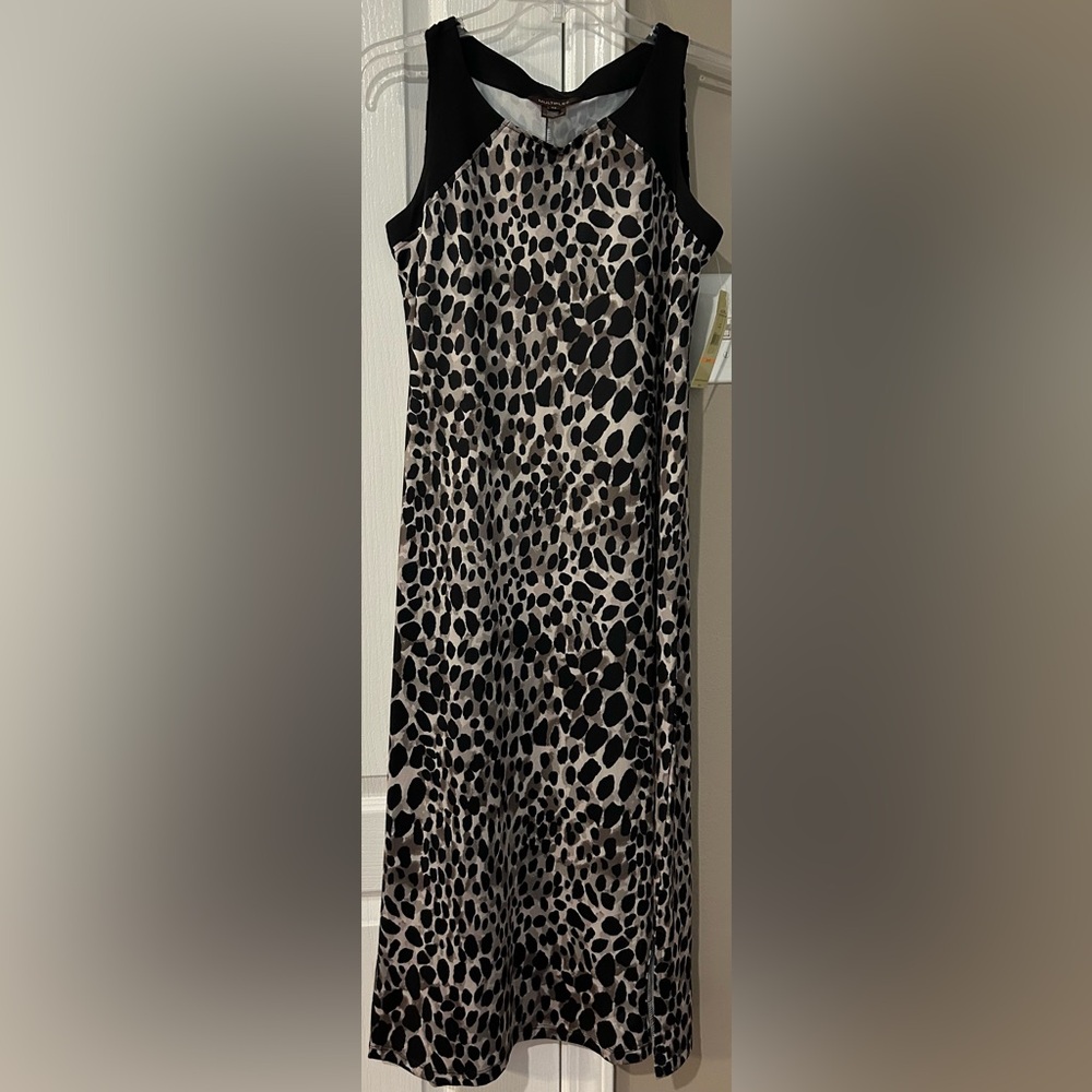 Multiples Petite Small Black Animal Print Dress NWT